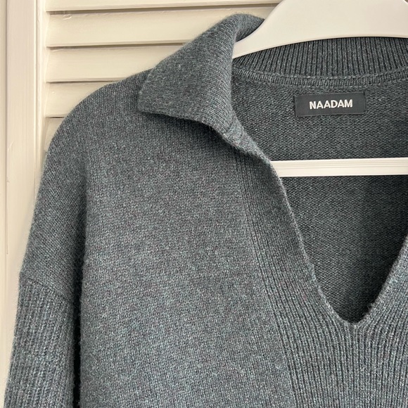 Naadam Cashmere Open Neck Polo Forest Green / XS - Picture 3 of 9
